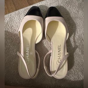 Chanel Ivory and Black Slingbacks
